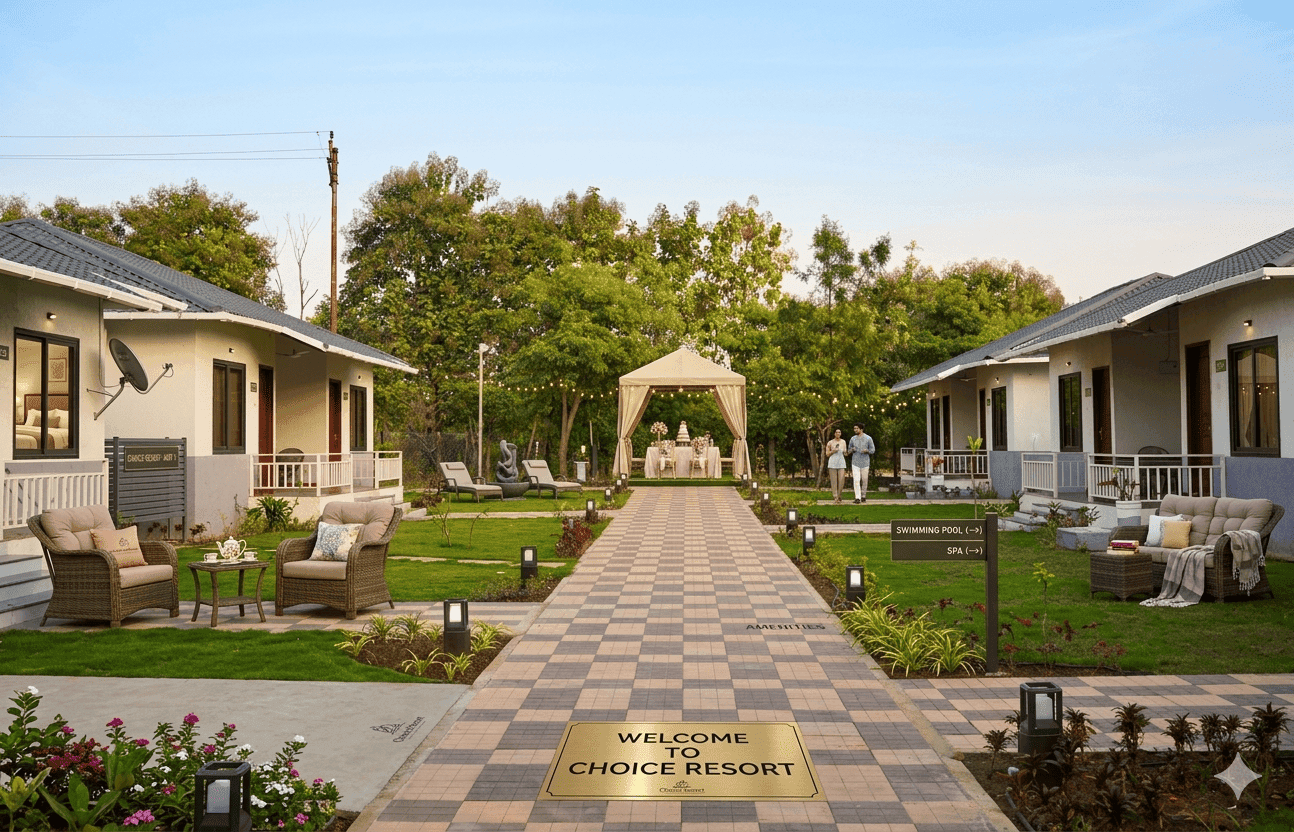 Amenities overview at Choice Resort Bhopal — pool and leisure facilities
