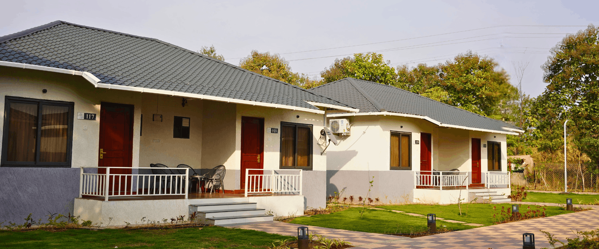 Premium resort cottage exterior at Choice Resort Bhopal