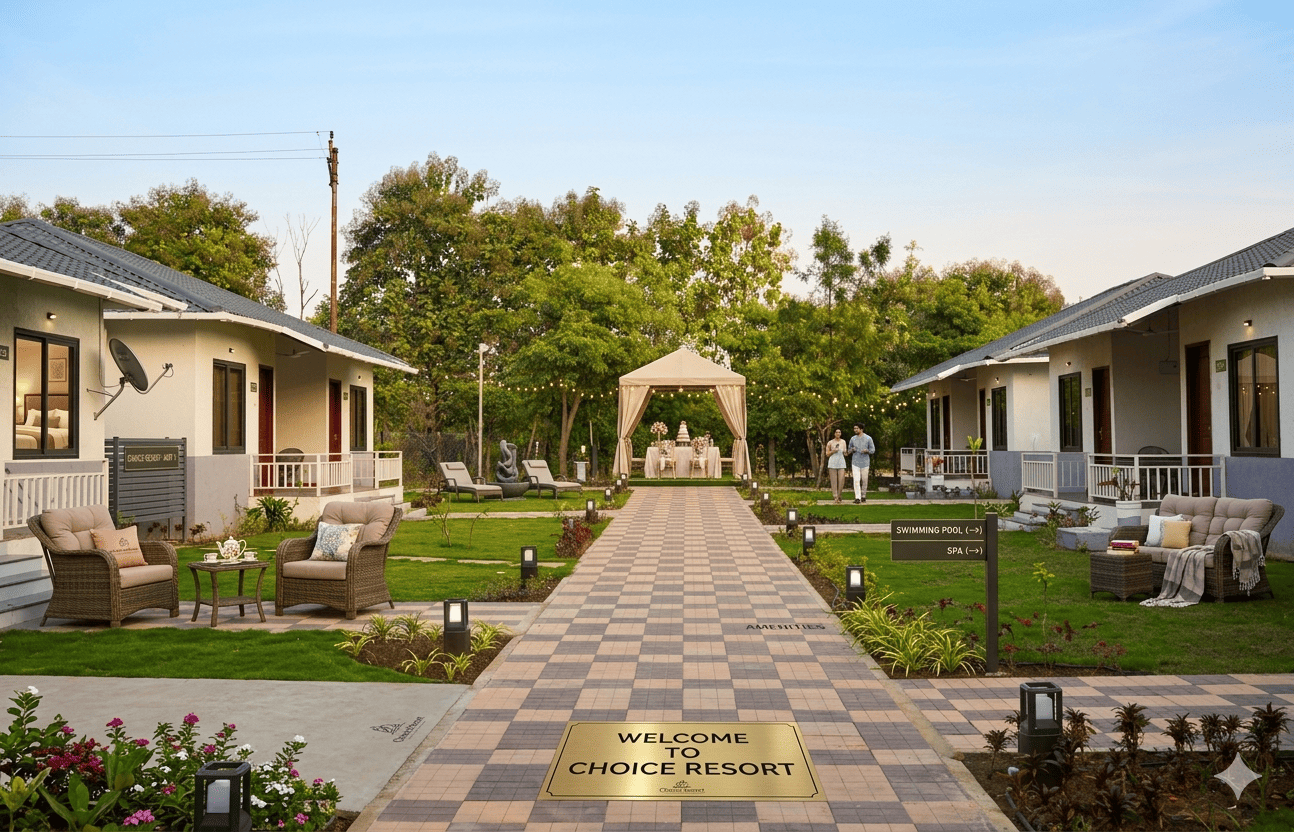 Choice Resort amenities, resort amenities in Bhopal, wedding resort bhopal, best corporate event venue, weekend getaway resort, staycation resort Kolar Road, pool party venue bhopal, family outing resort bhopal, resort in Kolar Road Bhopal , nature resort near Bhopal 